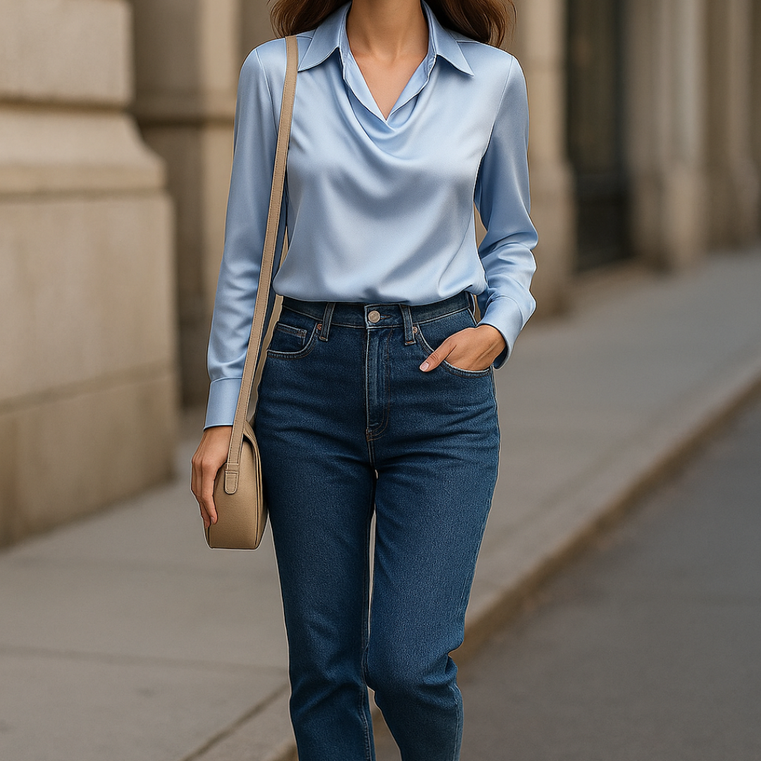 Signy | Elegant bluse med drapert hals